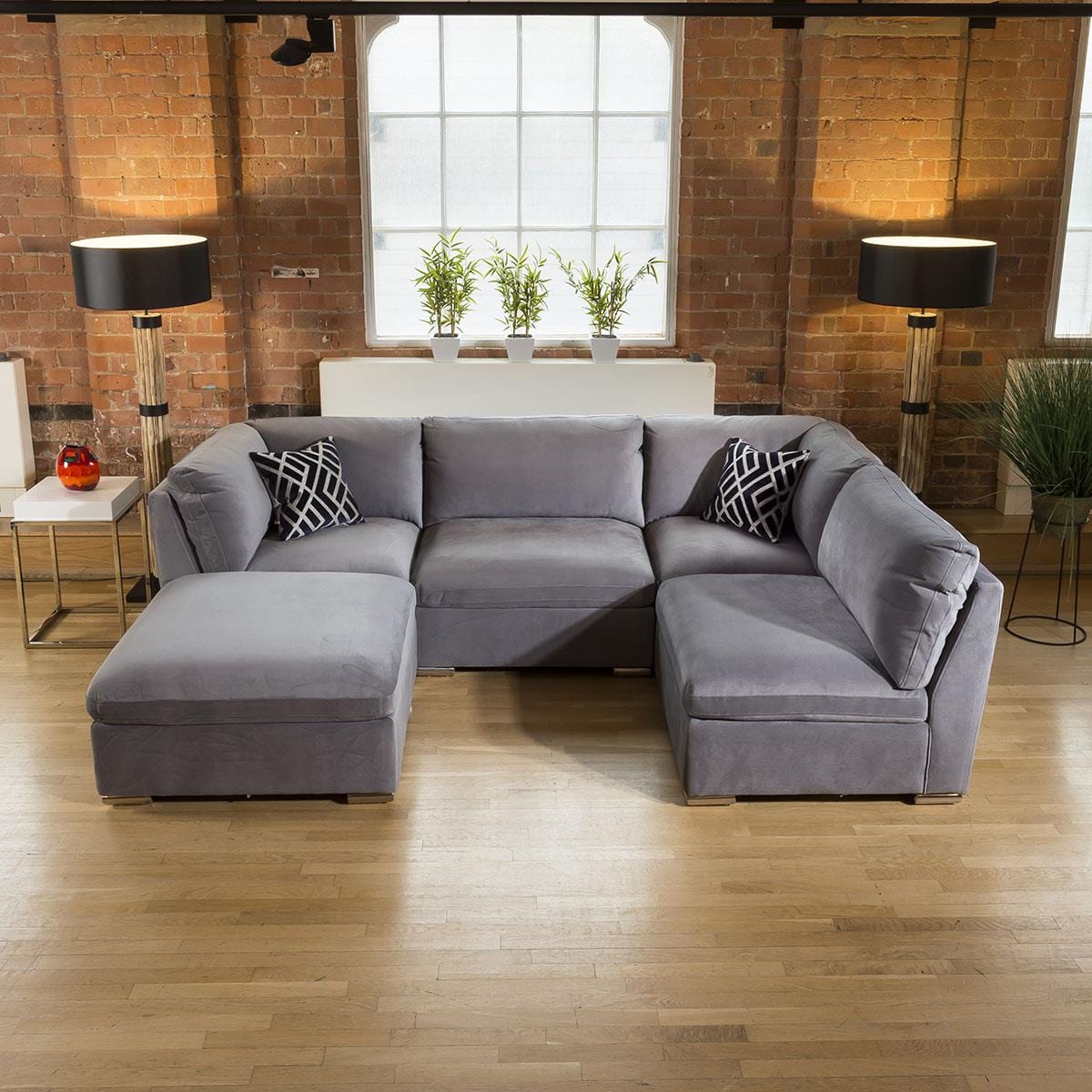 Super Comfy Charlotte Corner Sofa Medium Grey 5 Seater U Shape 3L Living Room / Sofas / In Stock Sofas Sheffield Discount Furniture