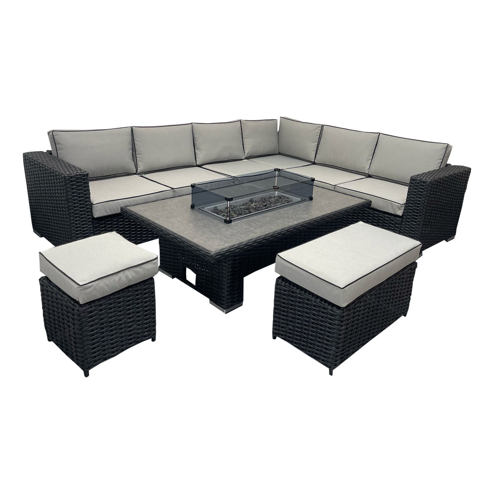 Black BD07 Firepit Dining Set