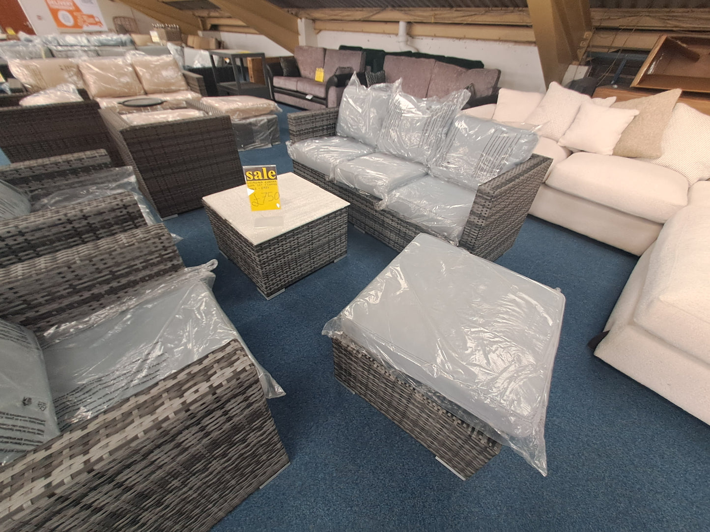 Georgina grey corner set - 5 seater + coffee + footstool