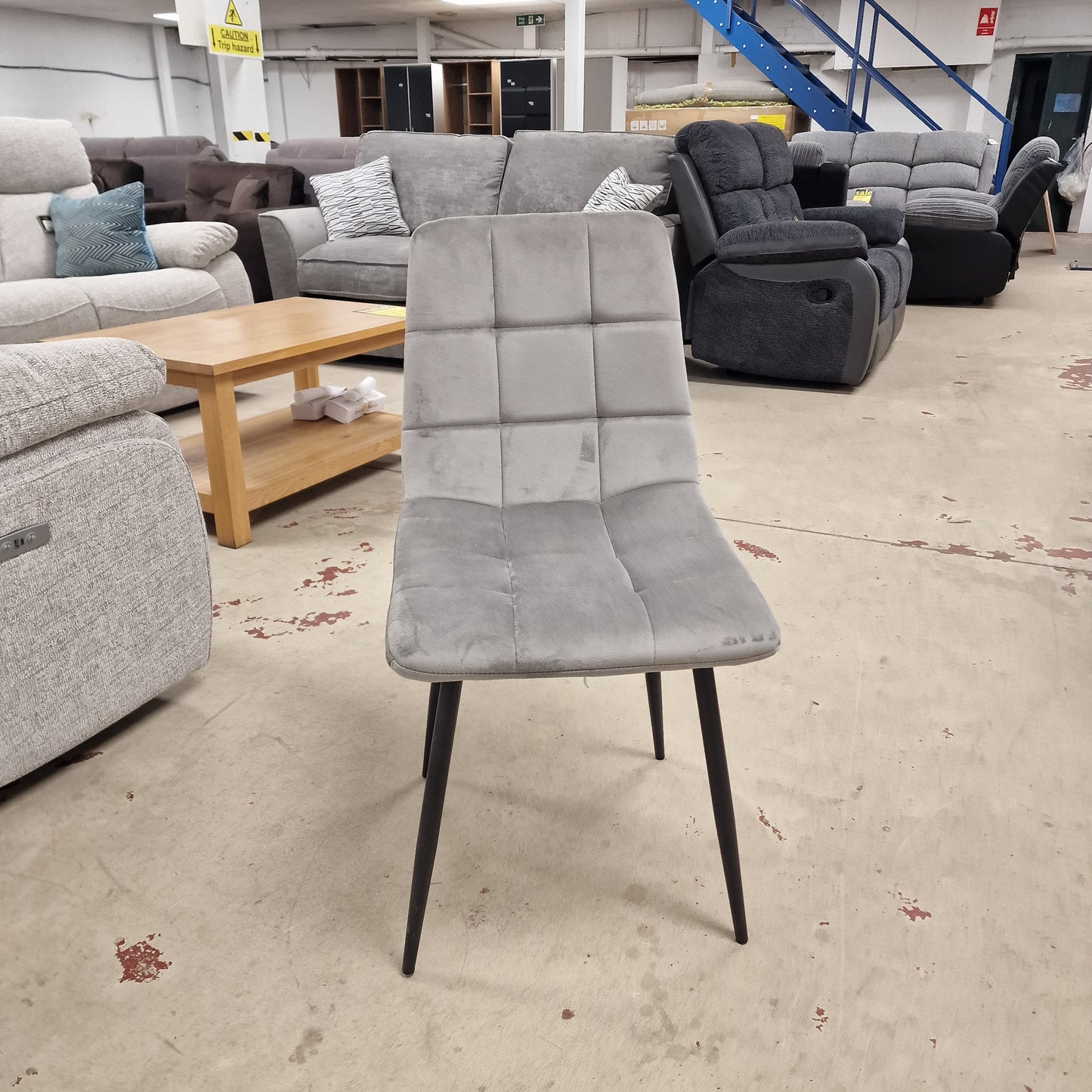 Medium Grey Shane Velvet Dining Chair Black Leg Sheffield Discount Furniture
