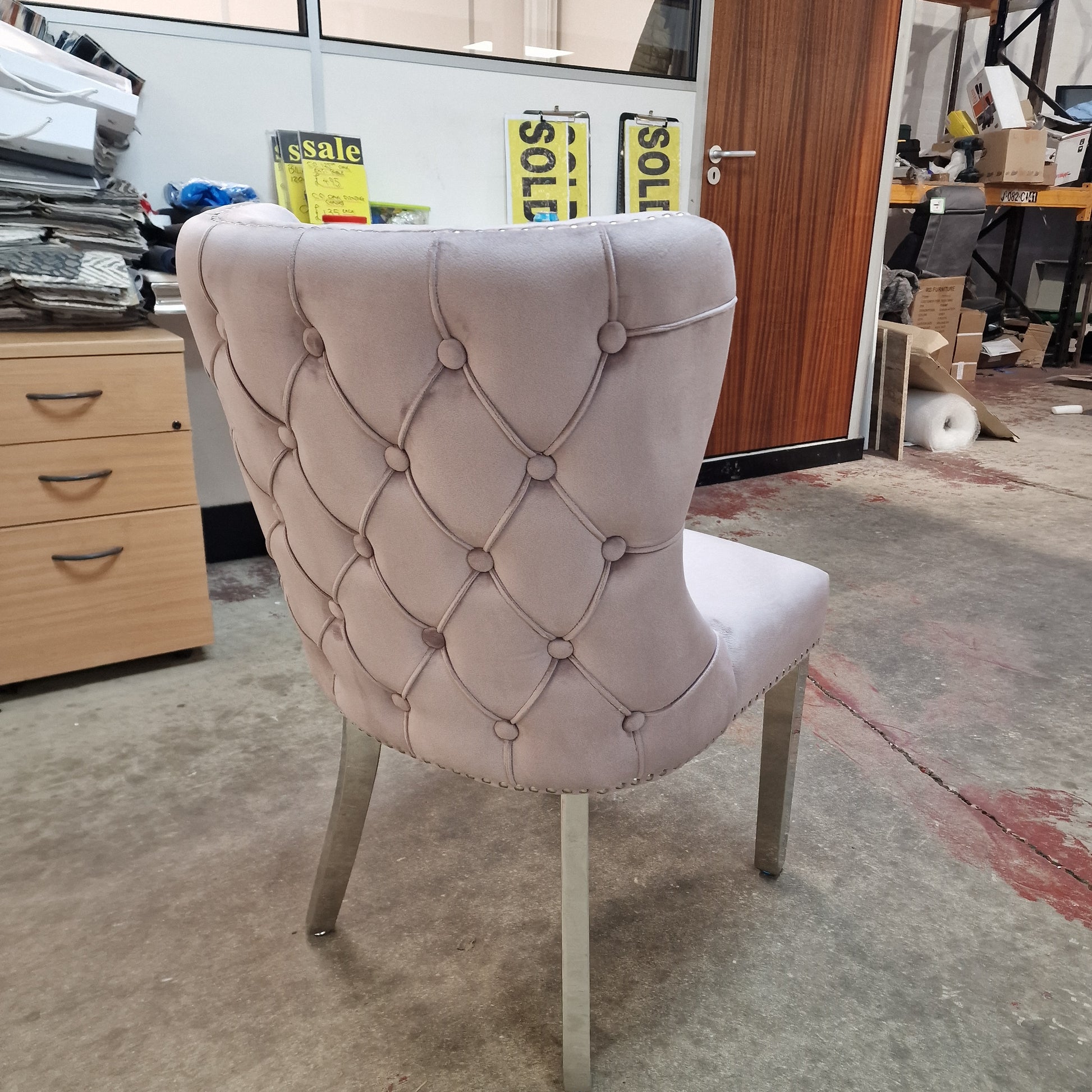 Blush Chrome Large Carver Dining Chair Pink Velvet Sheffield Discount Furniture