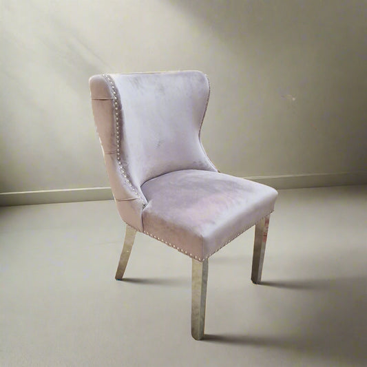 Blush Chrome Large Carver Dining Chair Pink Velvet Sheffield Discount Furniture