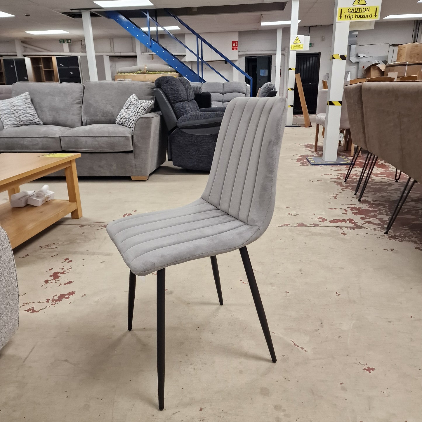 Medium Grey Espresso Living Velvet Dining Chair Black Leg Sheffield Discount Furniture