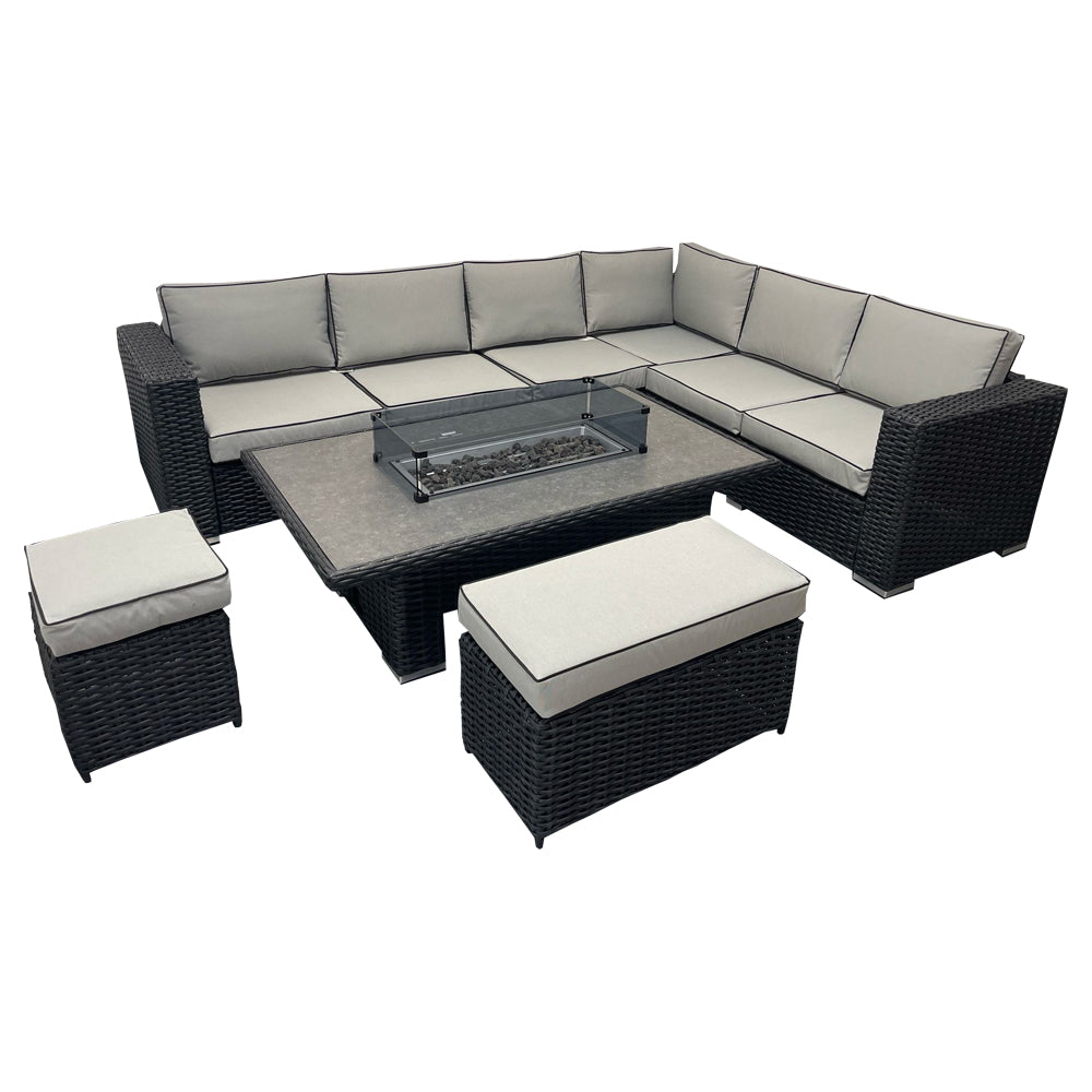 Black BD07 Firepit Dining Set