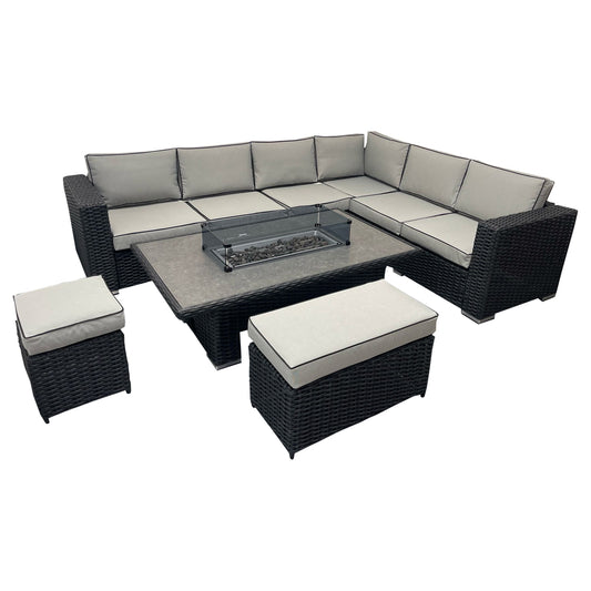 Black BD07 Firepit Dining Set