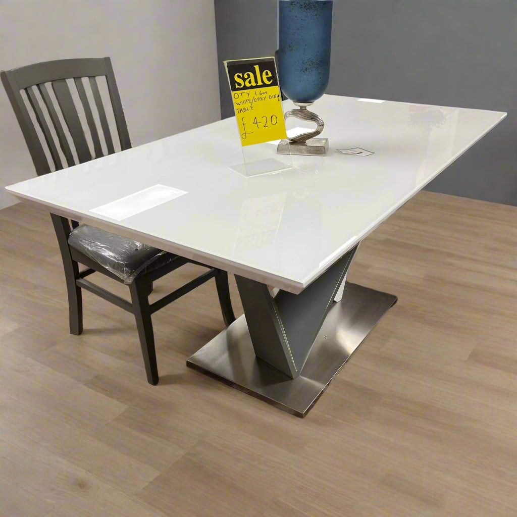 Oty 1.6M White/Grey Dining Table Sheffield Discount Furniture