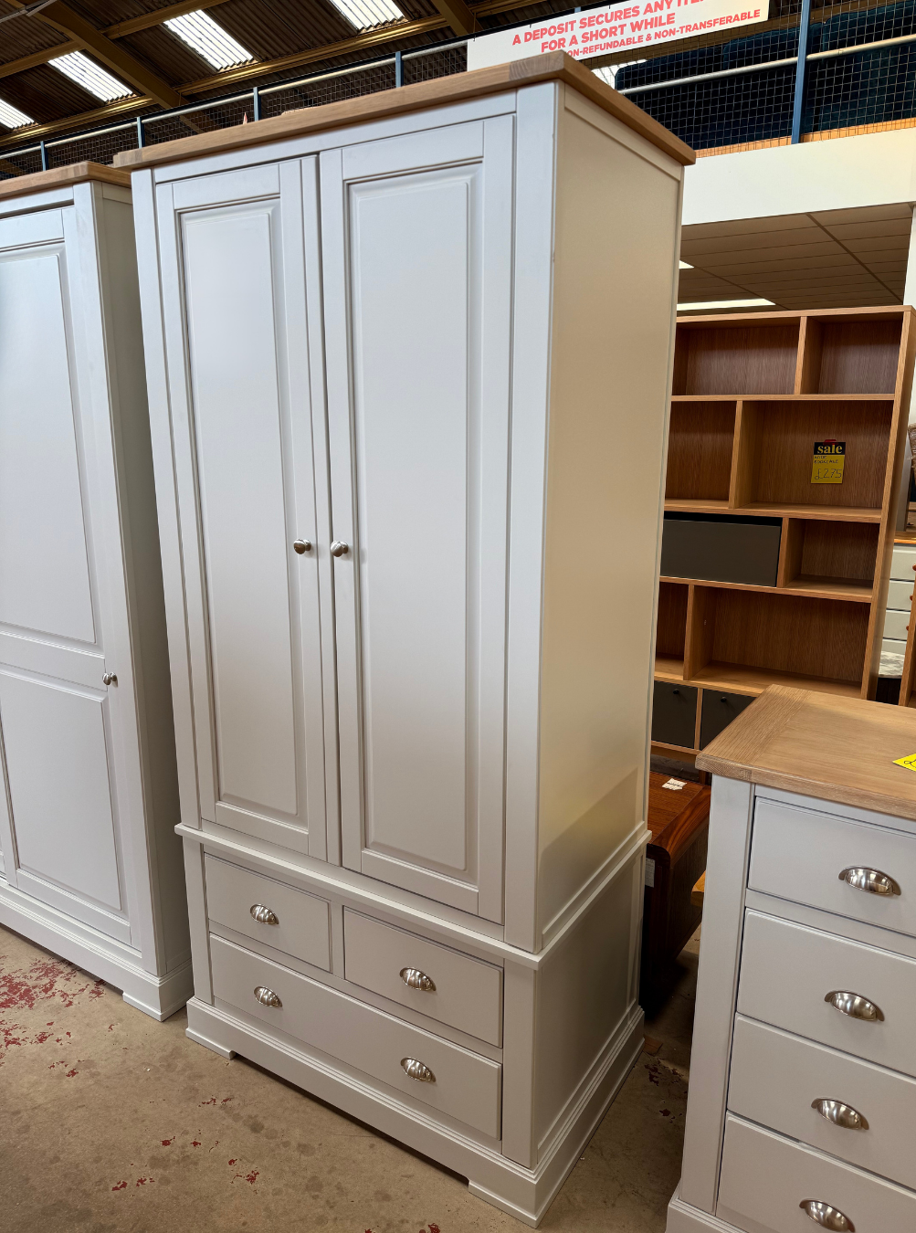 Olive 2-Door 3-Drawer Double Wardrobe