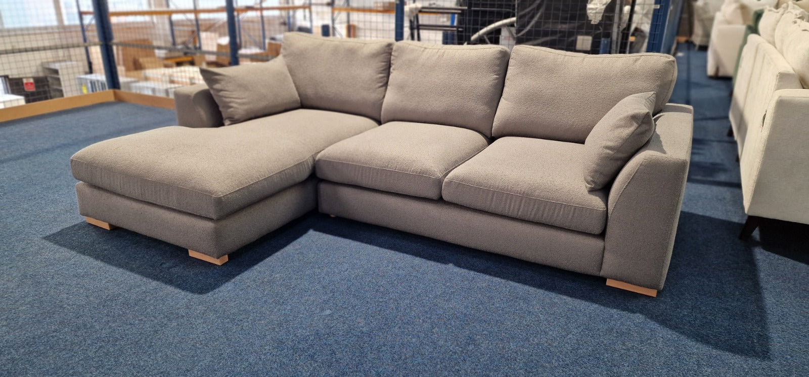 3 Seater Corner Chaise Sofa Grey (ex display) Sheffield Discount Furniture