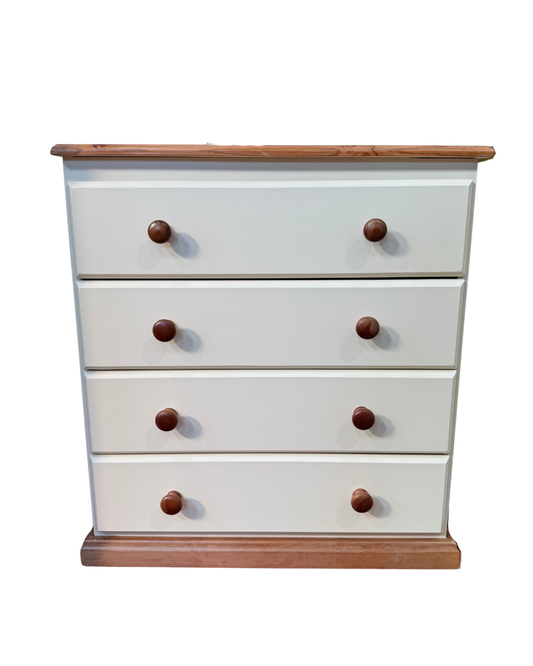 Cream Pine 4-Drawer Chest