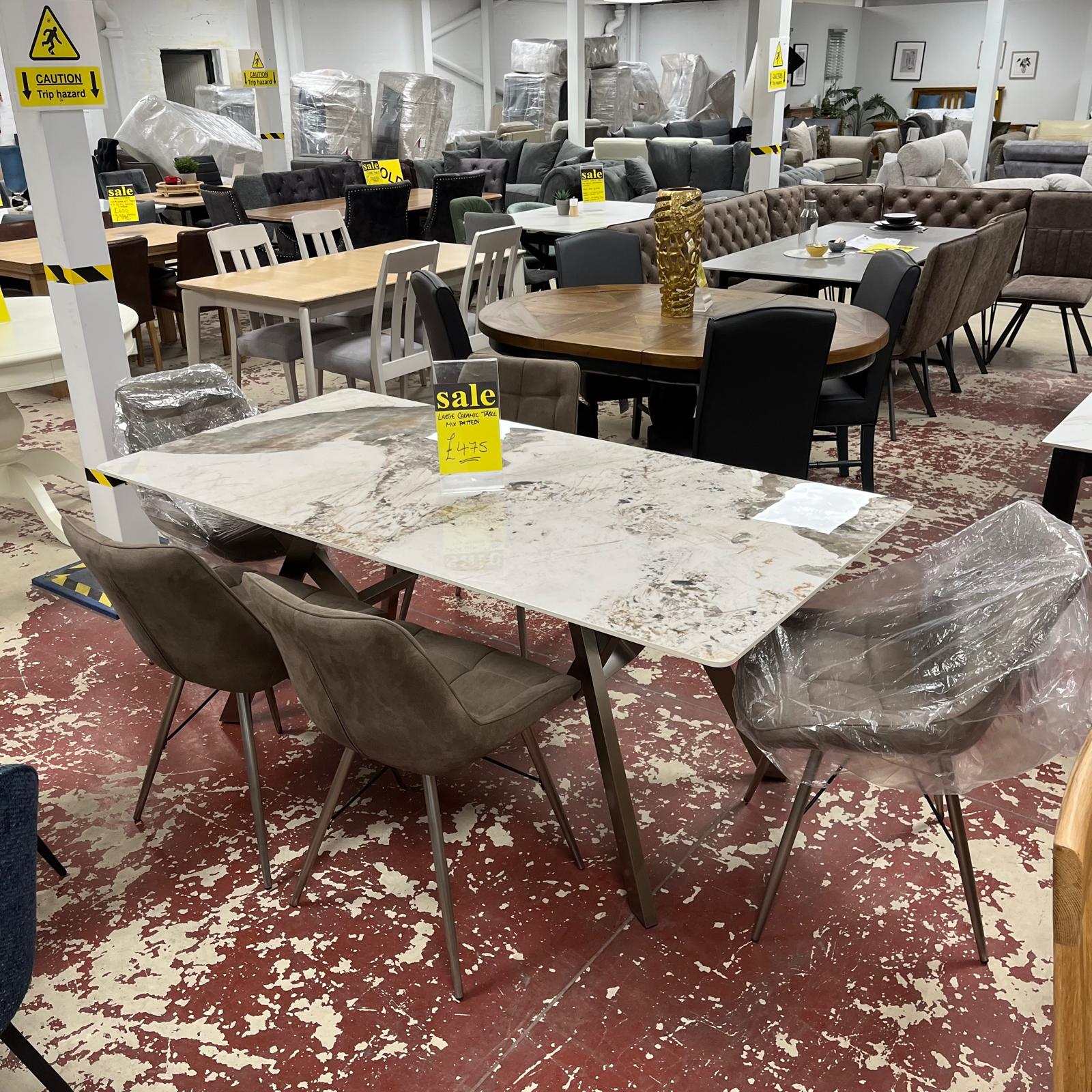 Large Ceramic Dining Table With Mixed Pattern Sheffield Discount Furniture