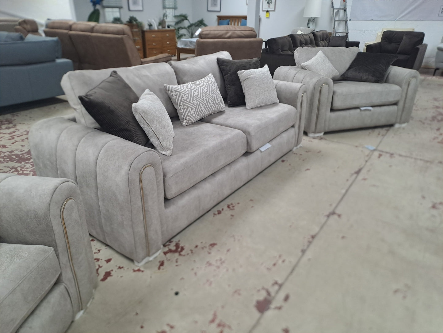 Glam Fabric Sofa (Multiple size/colour options available)