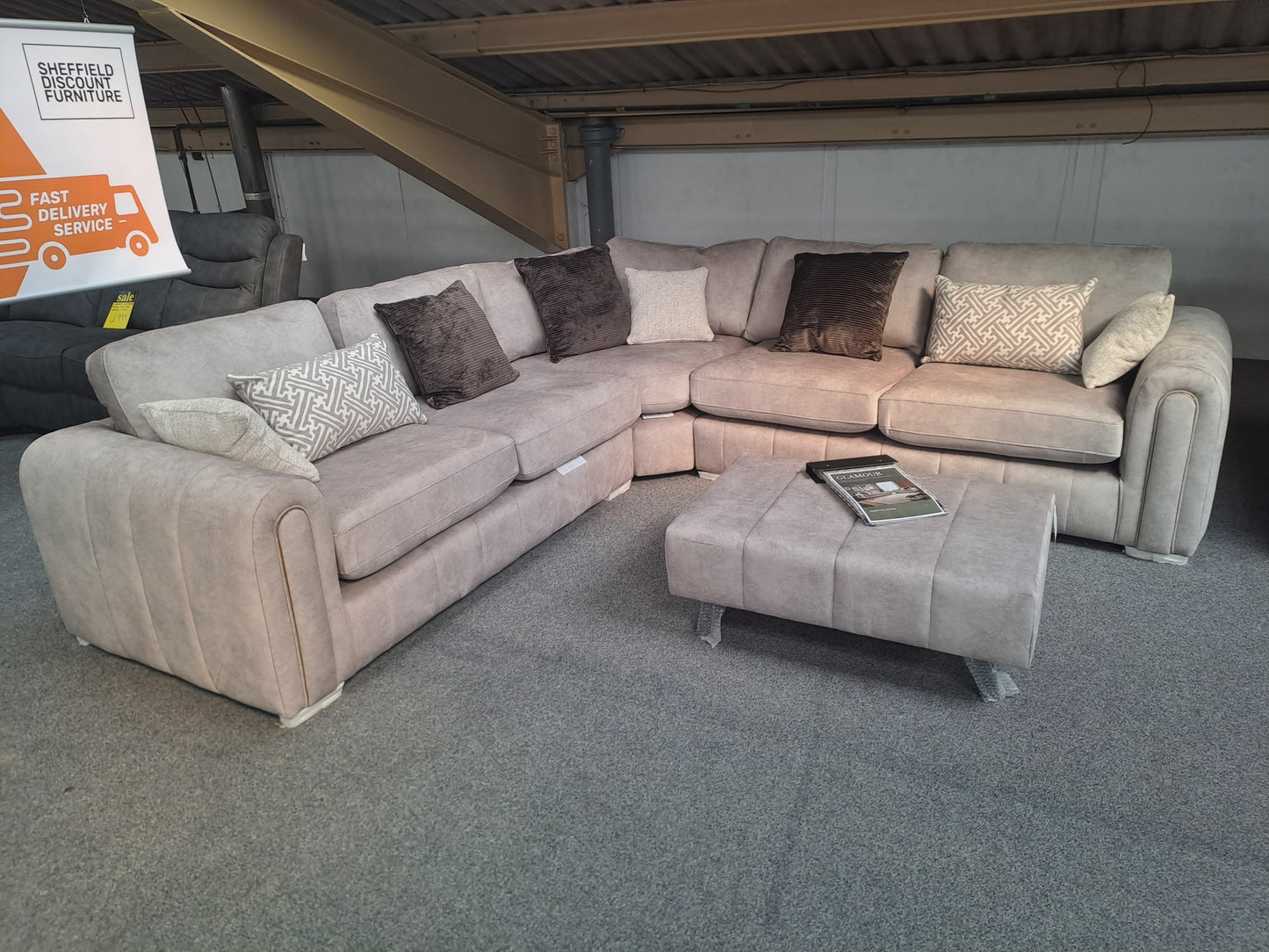 Glam Fabric Sofa (Multiple size/colour options available)