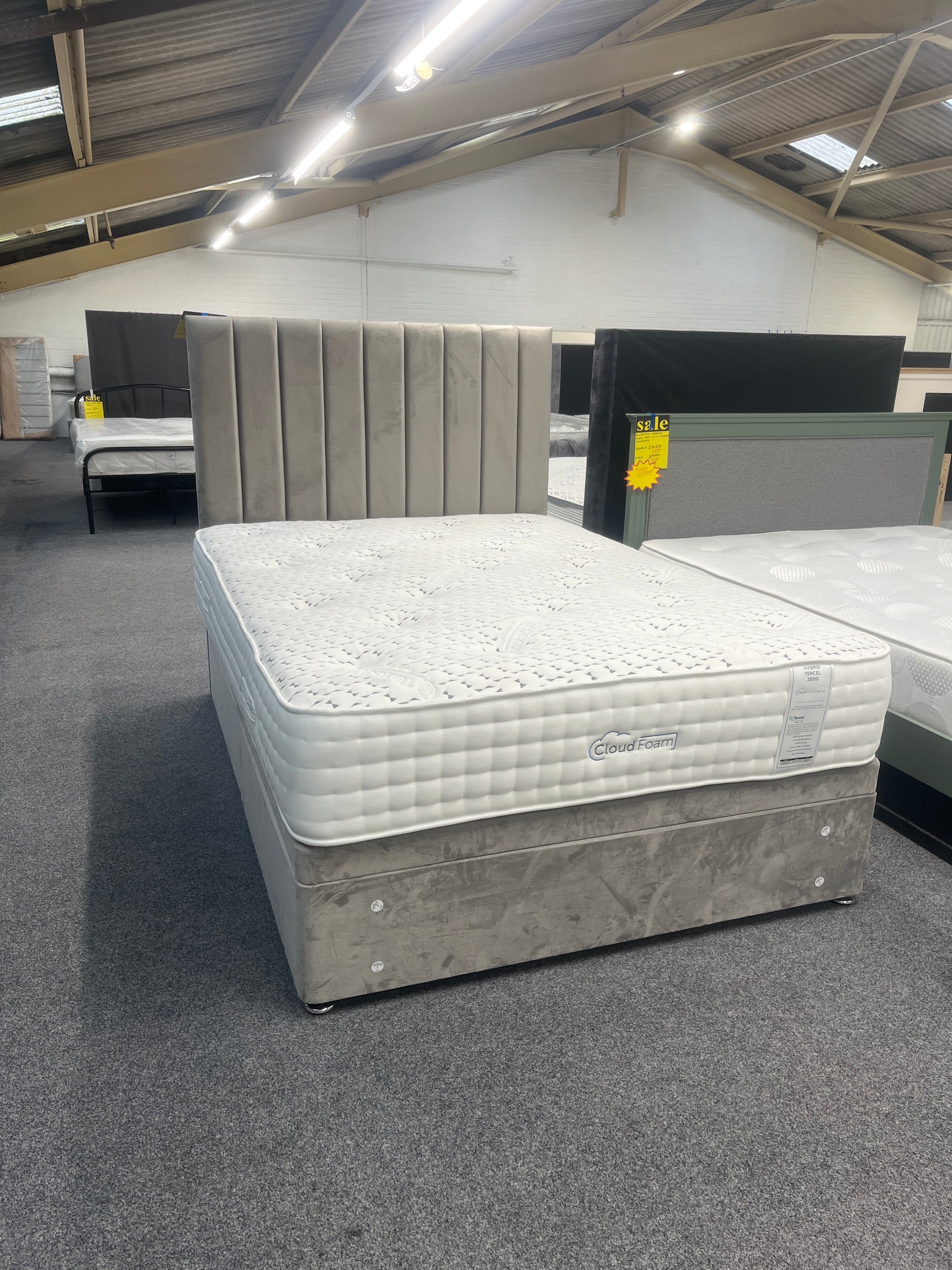Aria Design Divan Bed exc Mattress - 112 Fabrics - Storage Options Sheffield Discount Furniture