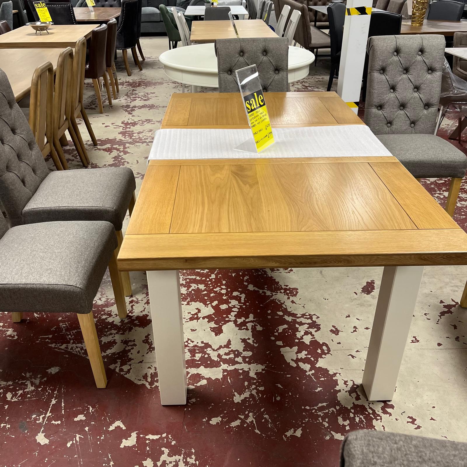 Ivory Leg With Oak Top Dining Table Extending Sheffield Discount Furniture