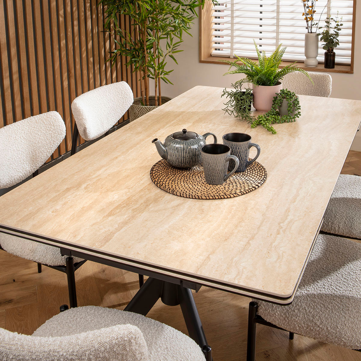 Carter 6 - 10 Seat Ceramic Extending Dining Table 160-240cm Beige dining table Such Comfort