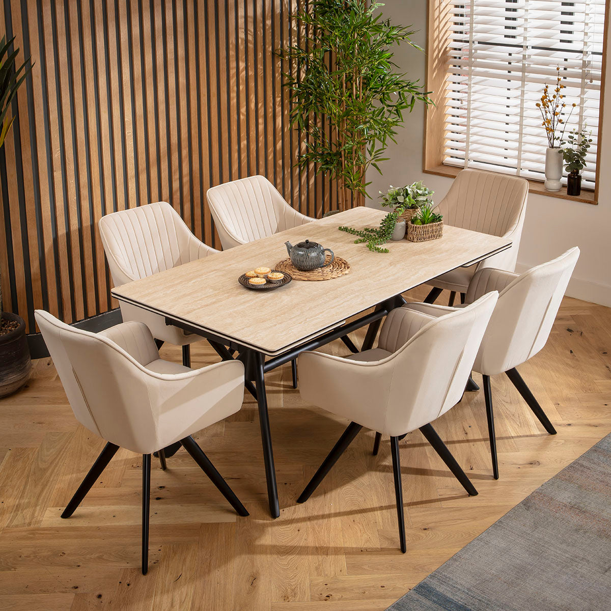 Carter 6 - 10 Seat Ceramic Extending Dining Table 160-240cm Beige dining table Such Comfort