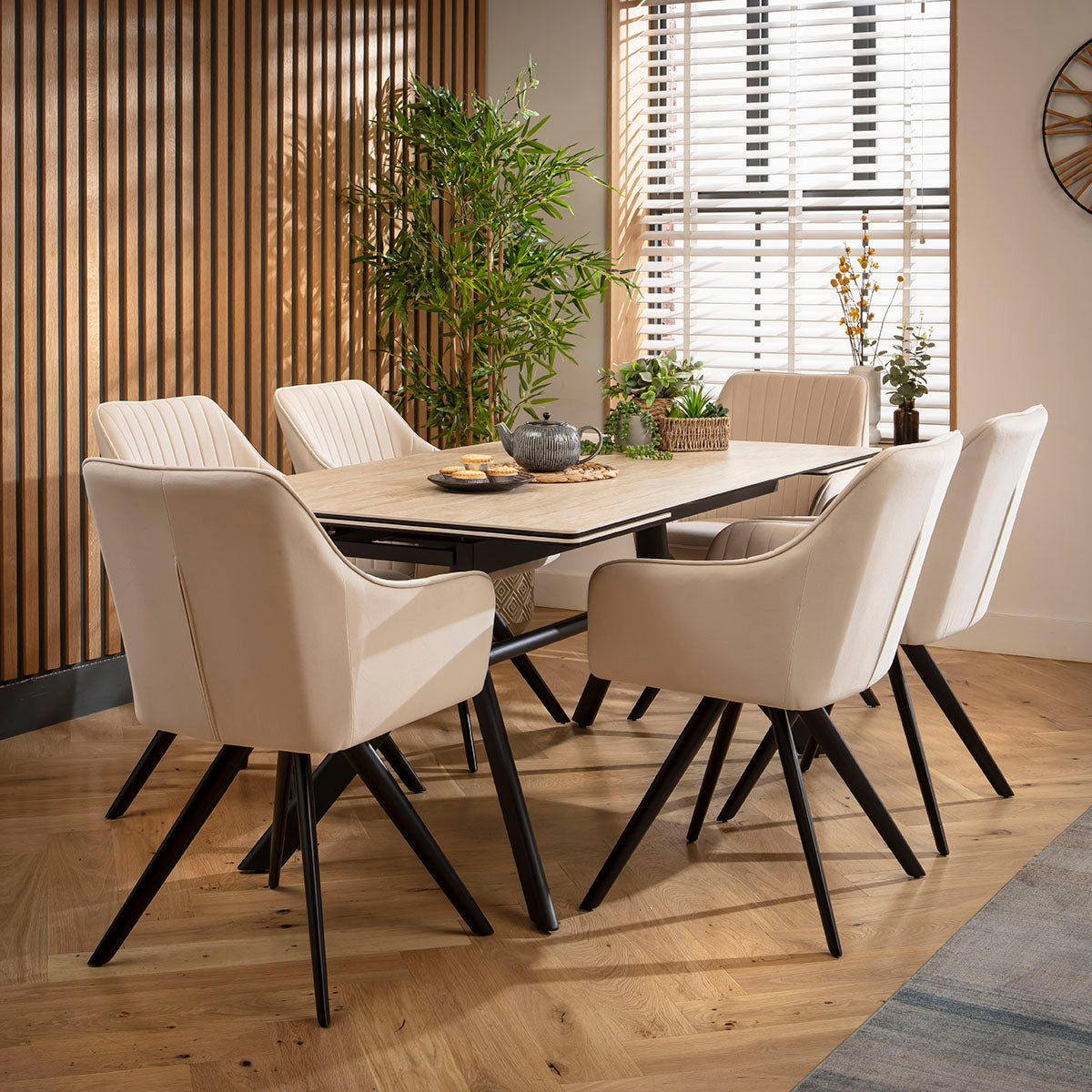 Carter Ceramic Extending Dining Set - 6 Seater - Mink dining set Such Comfort