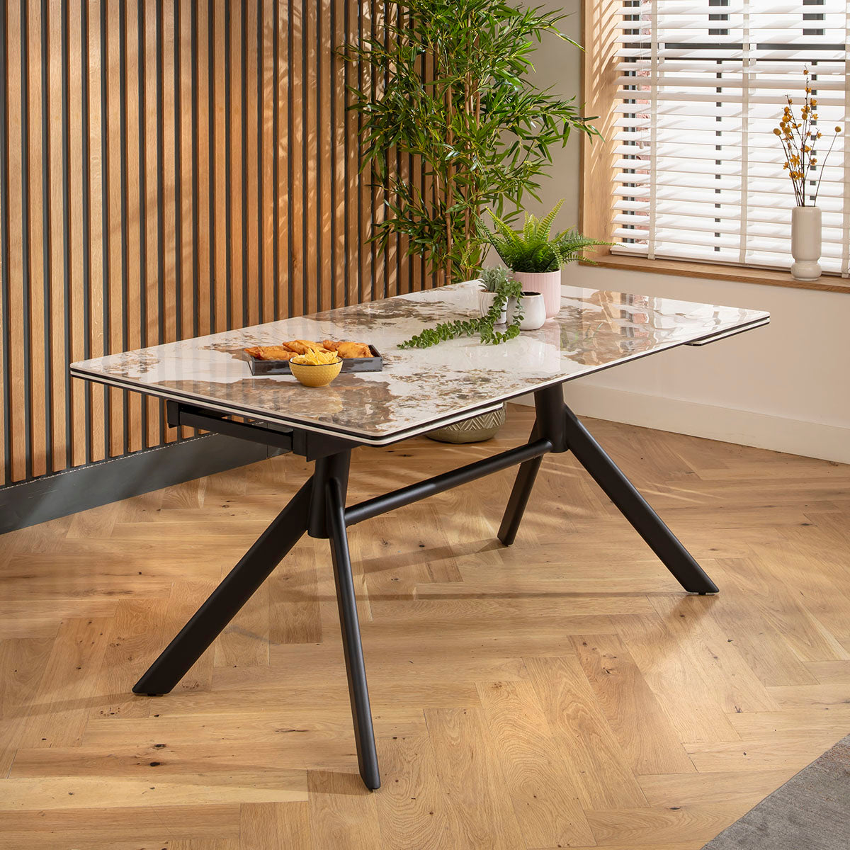 Carter 6 - 10 Seat Ceramic Extending Dining Table 160-240cm White Gold dining table Such Comfort