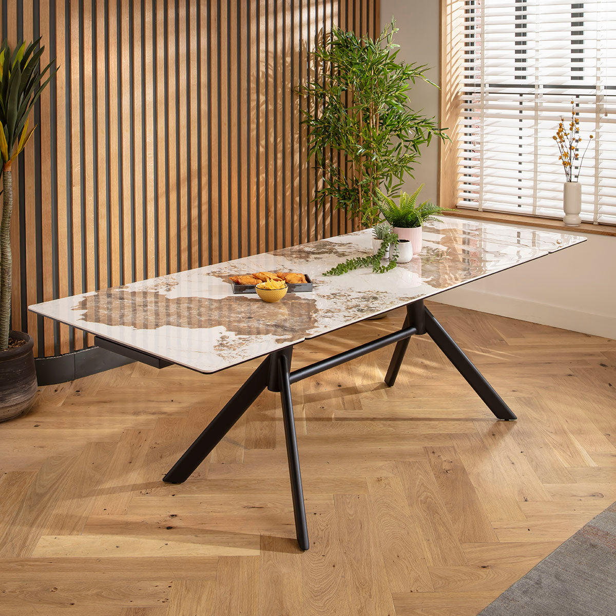 Carter 6 - 10 Seat Ceramic Extending Dining Table 160-240cm White Gold dining table Such Comfort