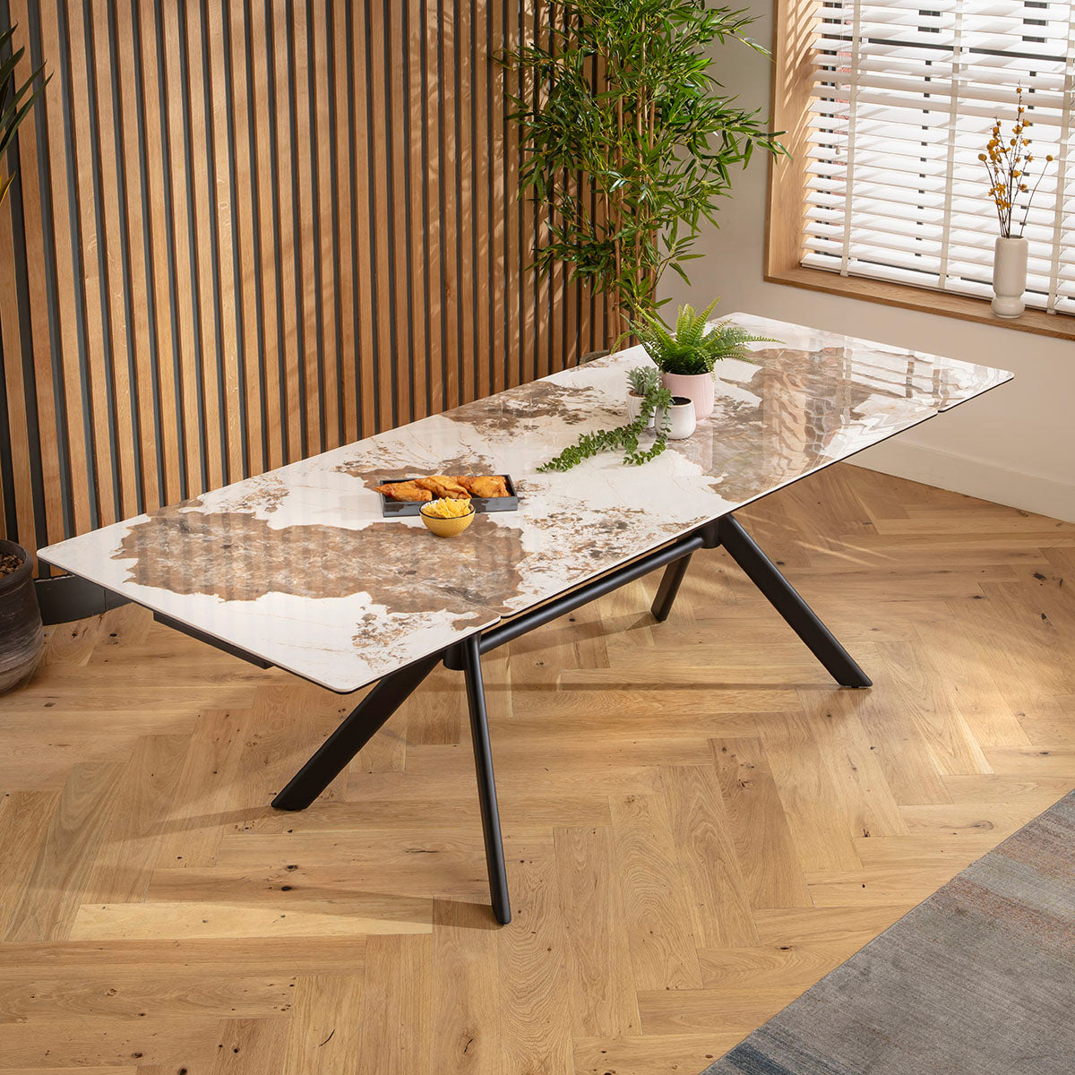 Carter 6 - 10 Seat Ceramic Extending Dining Table 160-240cm White Gold dining table Such Comfort