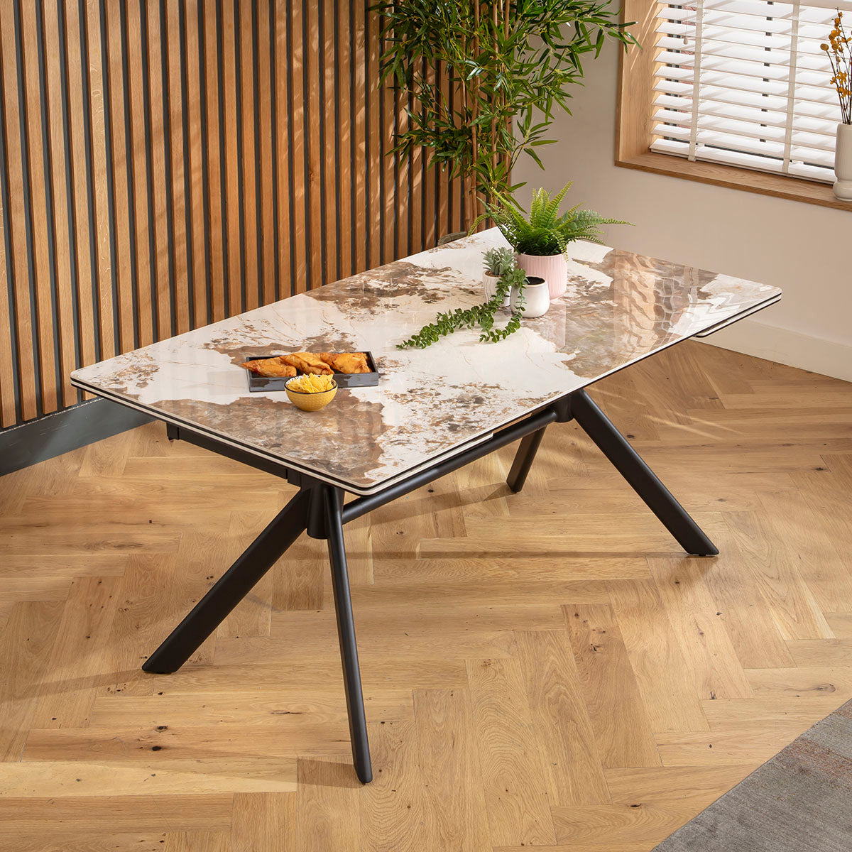 Carter 6 - 10 Seat Ceramic Extending Dining Table 160-240cm White Gold dining table Such Comfort
