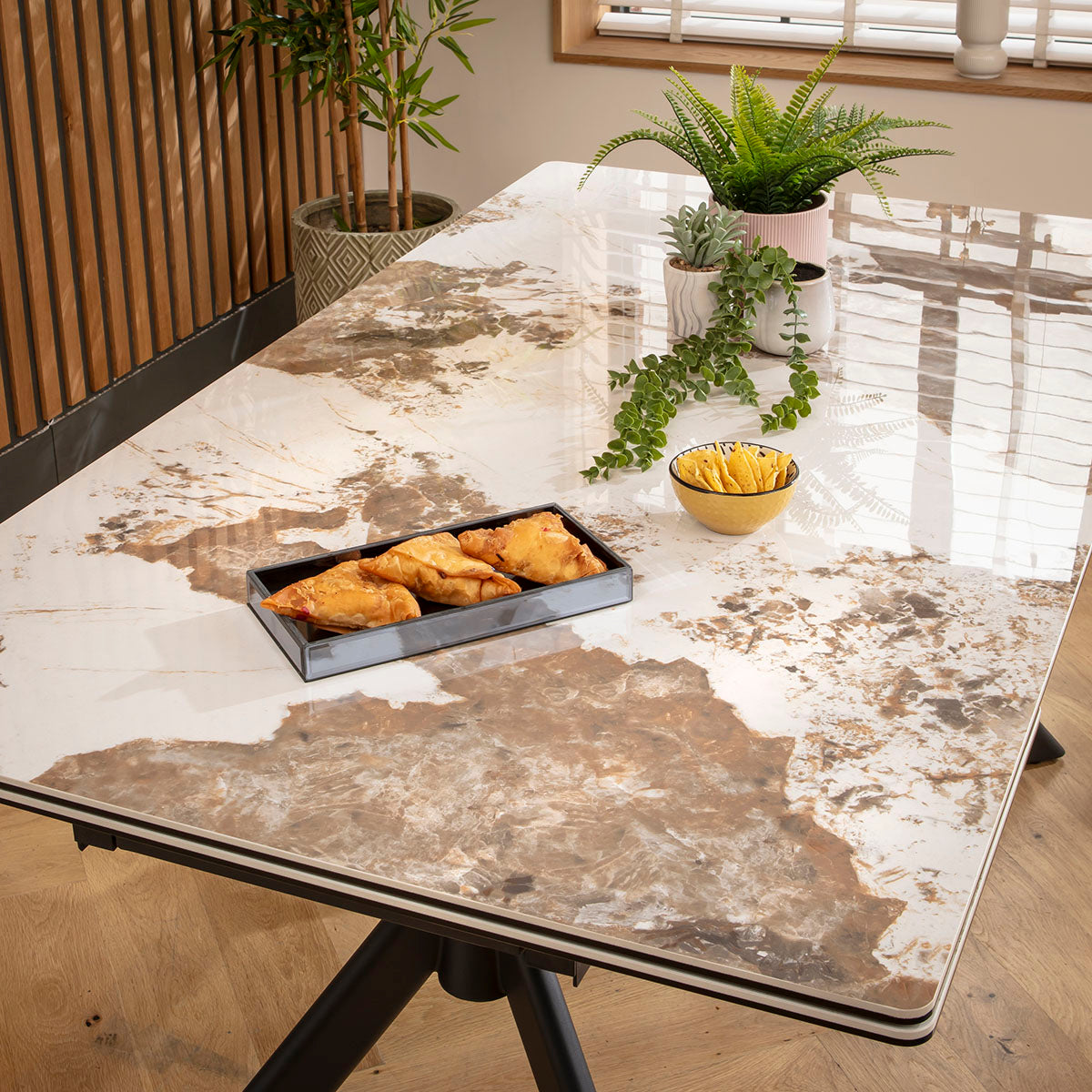 Carter 6 - 10 Seat Ceramic Extending Dining Table 160-240cm White Gold dining table Such Comfort