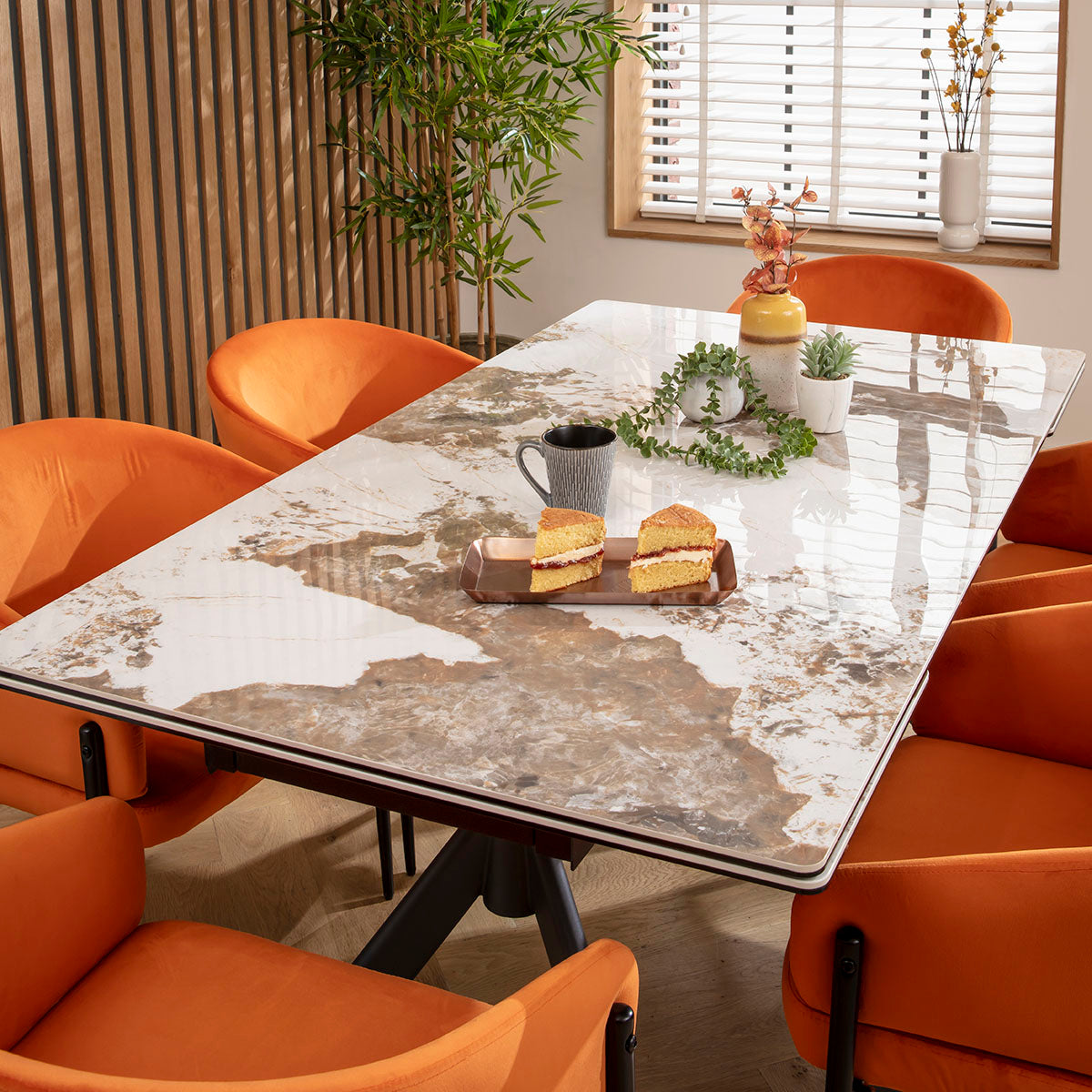 Carter 6 - 10 Seat Ceramic Extending Dining Table 160-240cm White Gold dining table Such Comfort