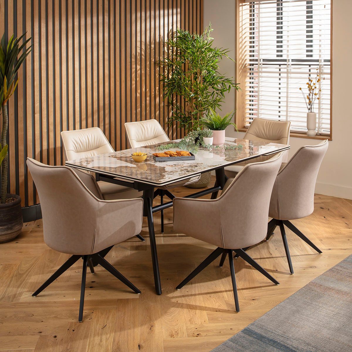Carter 6 - 10 Seat Ceramic Extending Dining Table 160-240cm White Gold dining table Such Comfort
