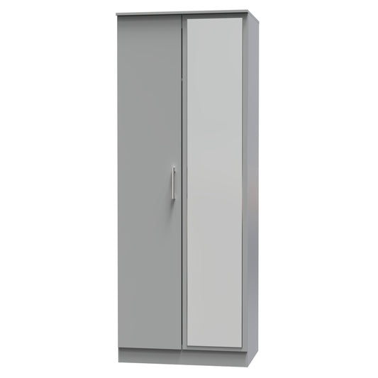 Destiny Dust Grey 2 Door Wardrobe With Mirror Right Door Sheffield Discount Furniture