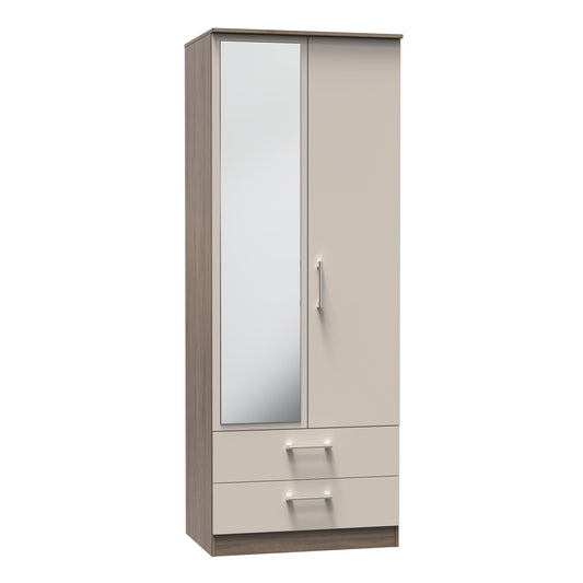 Sorrento 2 Door 2 Drawer Wardrobe With Mirror Left Door Sheffield Discount Furniture