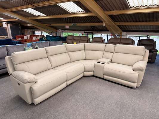 Chris Corner Sofa Power Recliner (Ivory/Charcoal)