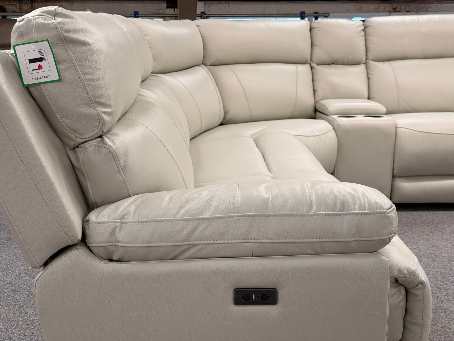 Chris Corner Sofa Power Recliner (Ivory/Charcoal)