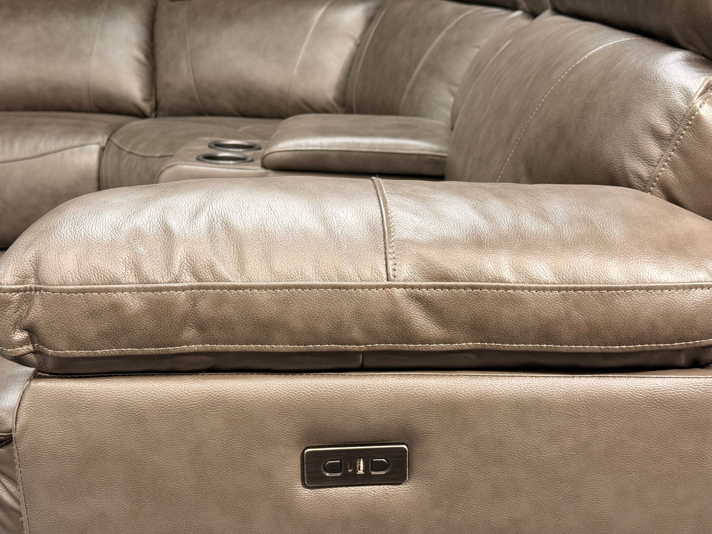 Chris Corner Sofa Power Recliner (Charcoal/Ivory)