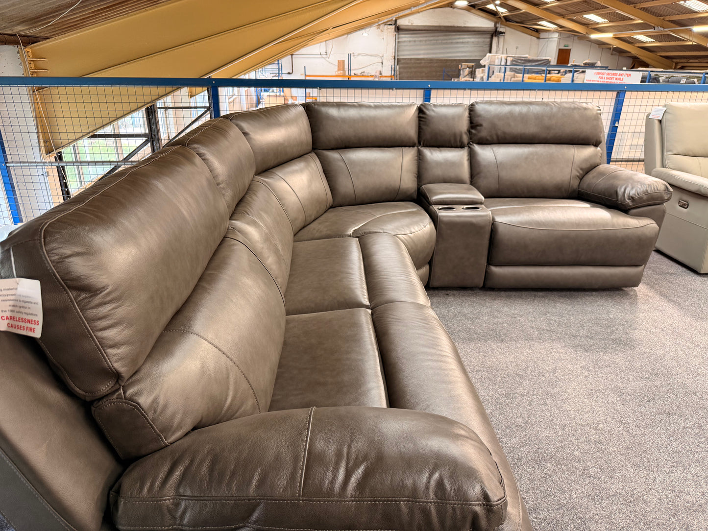 Chris Corner Sofa Power Recliner (Charcoal/Ivory)