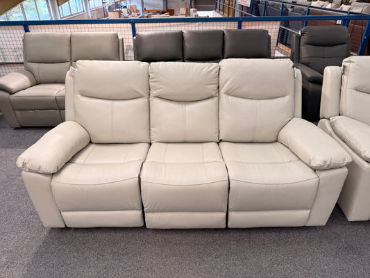 Becks 3-Seater Sofa Power Recliner (Ivory/Caramel)