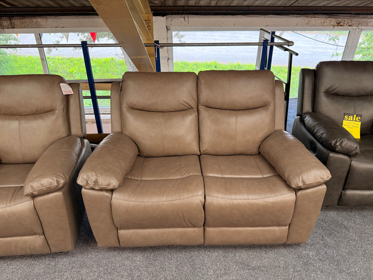 Becks 2-Seater Sofa Power Recliner (Ivory/Caramel)