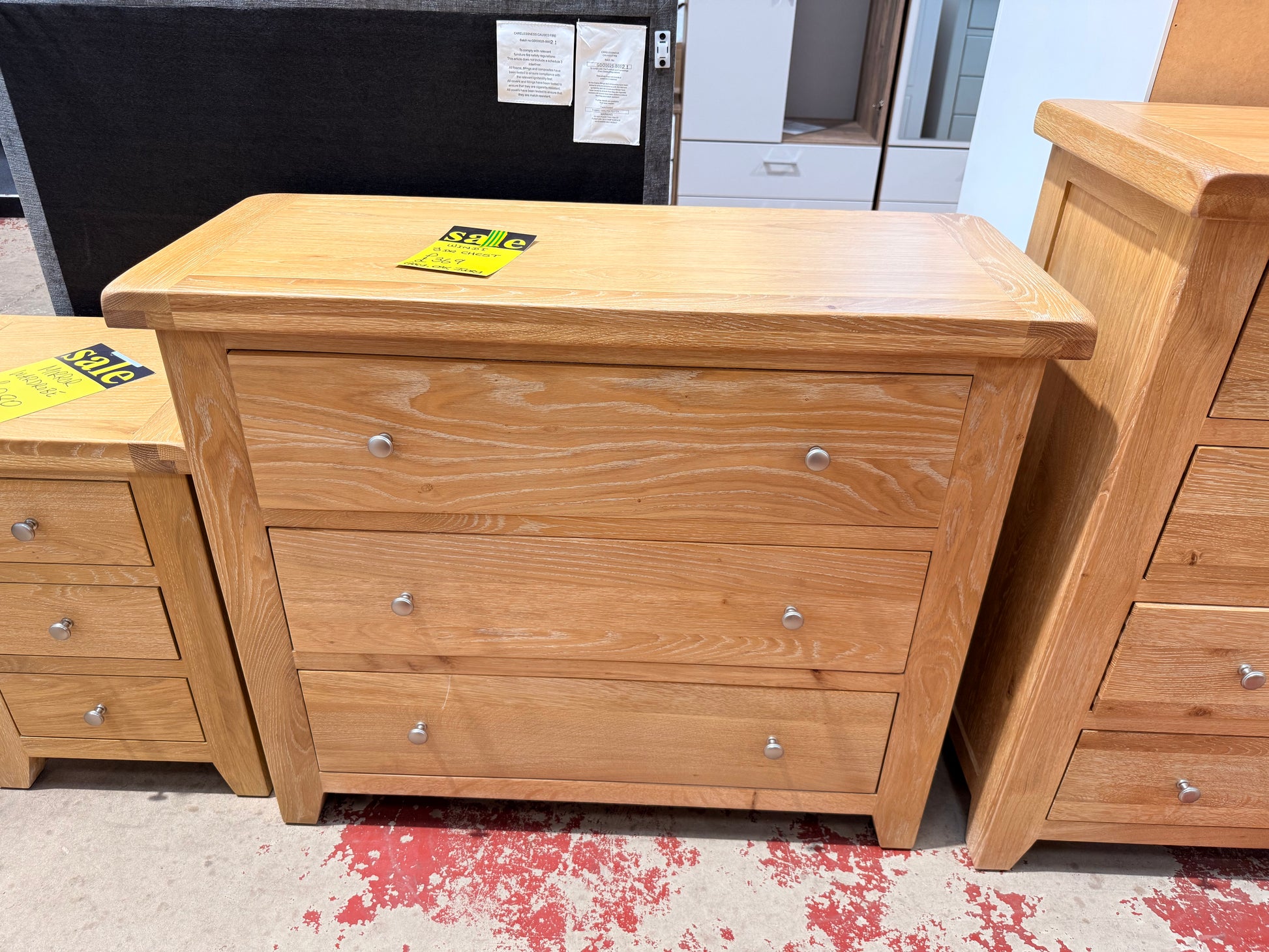 Windi 3 Drawer Chest (Oak/Ivory/Grey) Bedroom / Dressing Tables Sheffield Discount Furniture