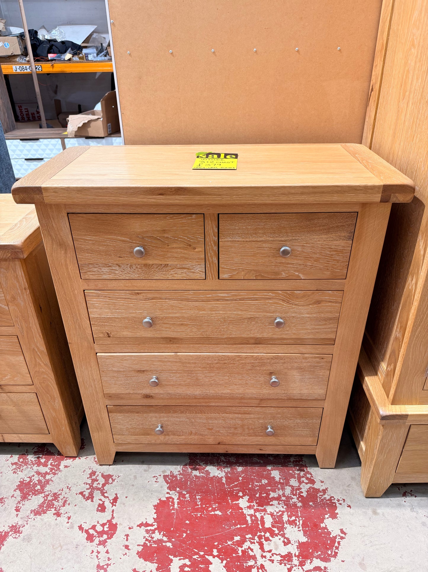 Windi 3+2 Drawer Chest (Oak/Ivory/Grey) Bedroom / Dressing Tables Sheffield Discount Furniture