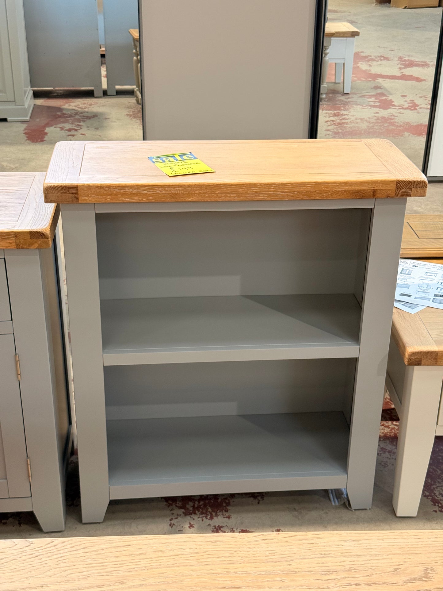 Windi Low Bookcase (Grey/Oak/Ivory)