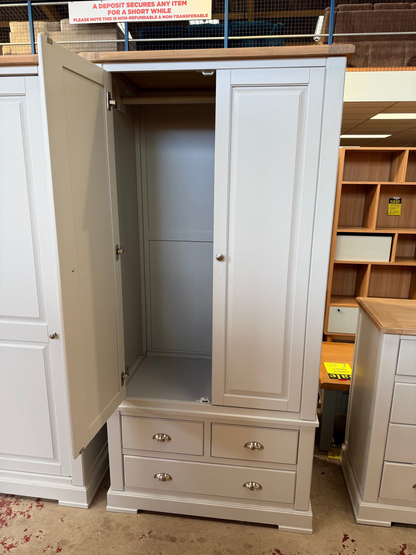 Olive 2-Door 3-Drawer Double Wardrobe