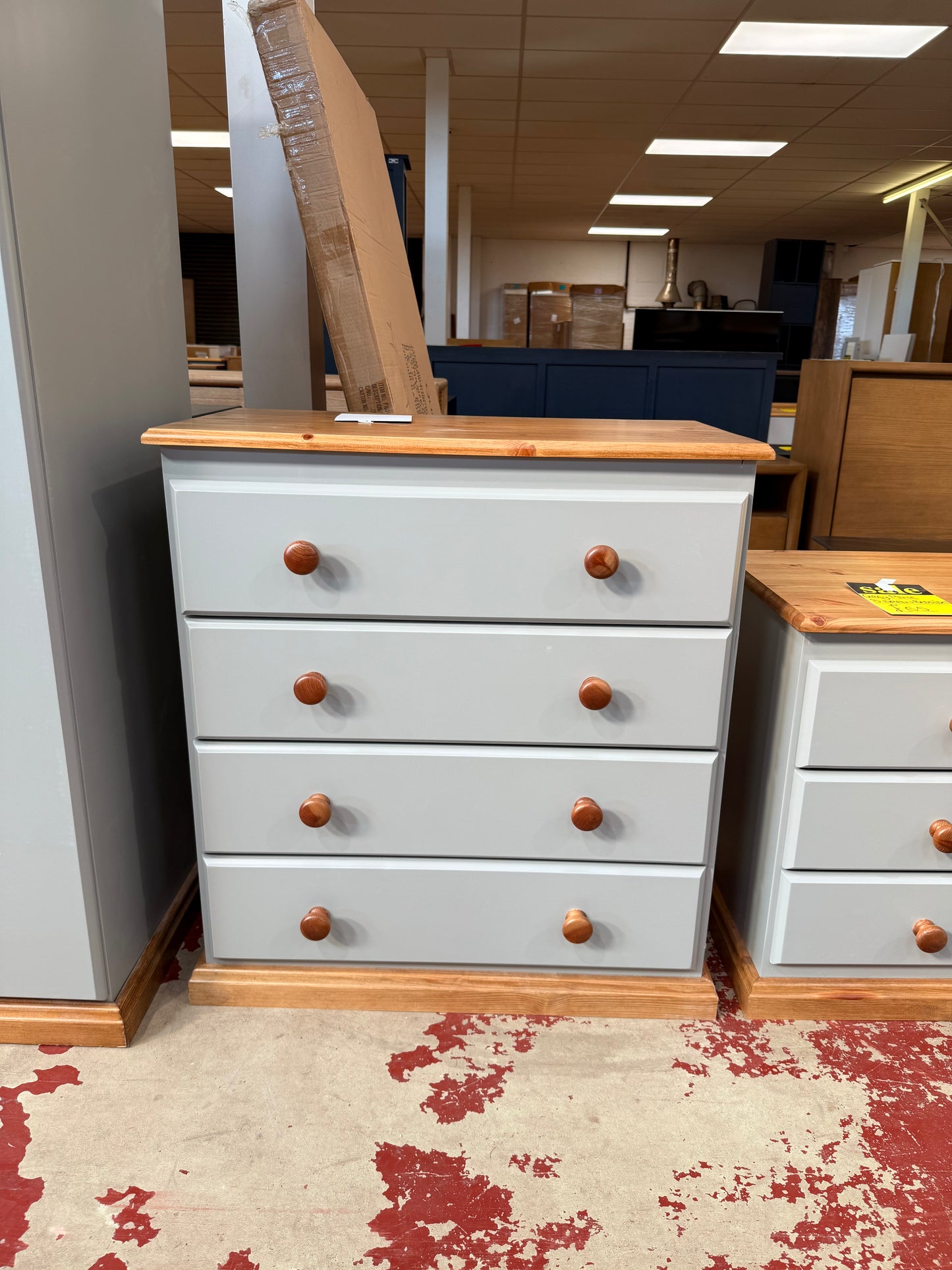 Grey Pine 4-Drawer Chest