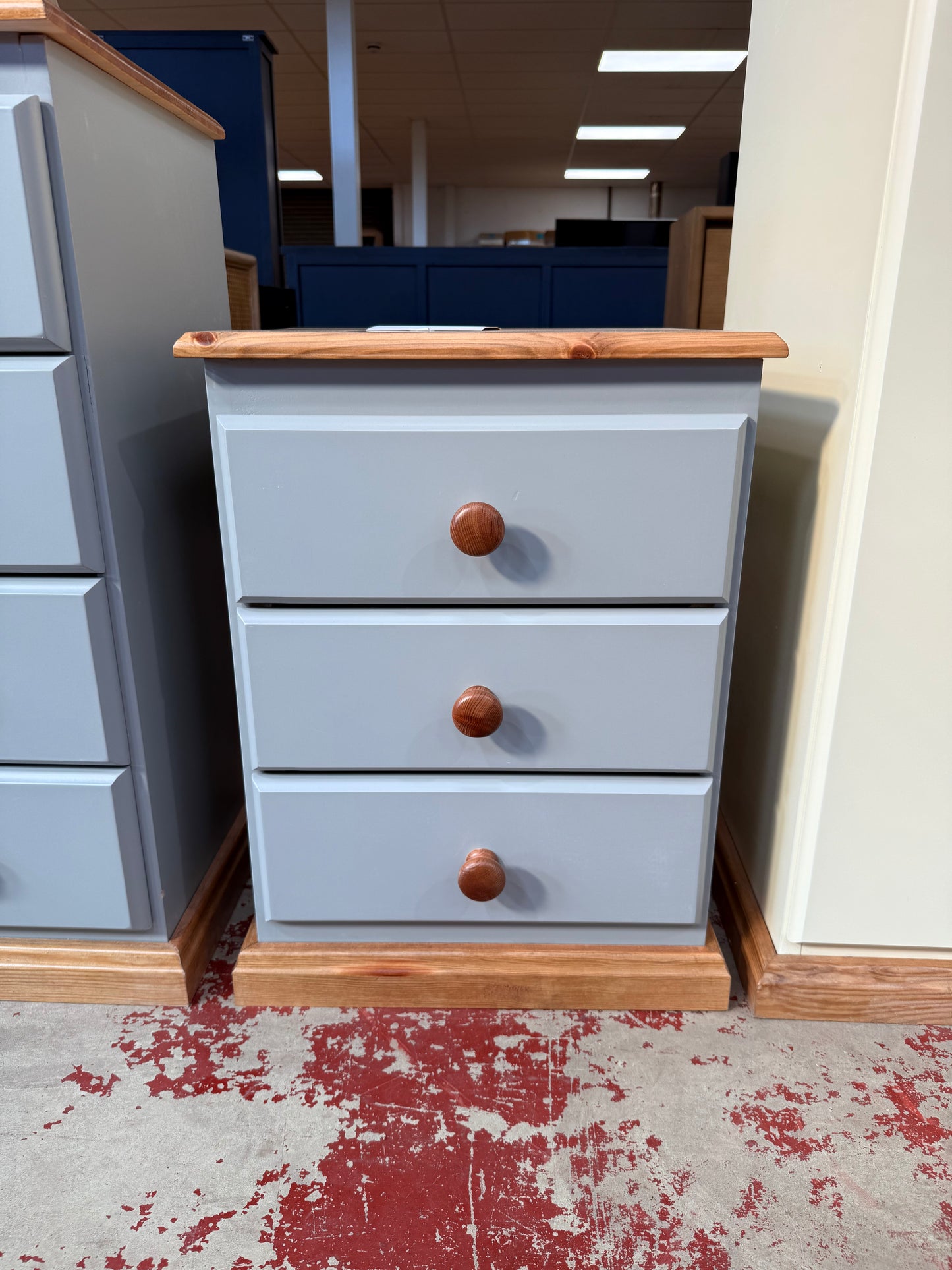 Grey Pine Bedside Table