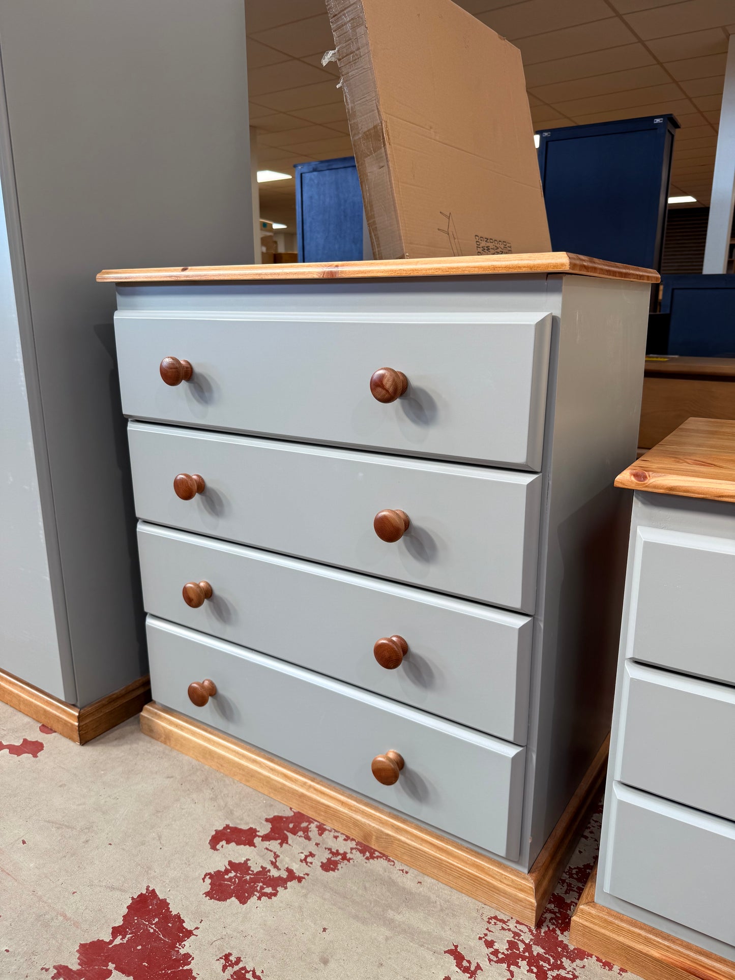 Grey Pine 4-Drawer Chest