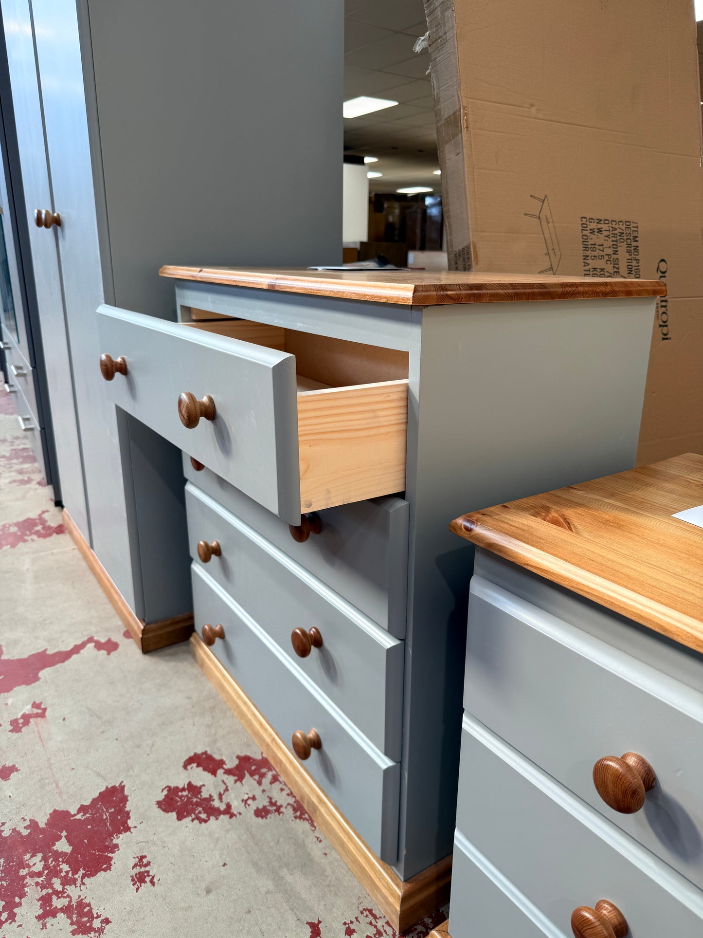 Grey Pine 4-Drawer Chest