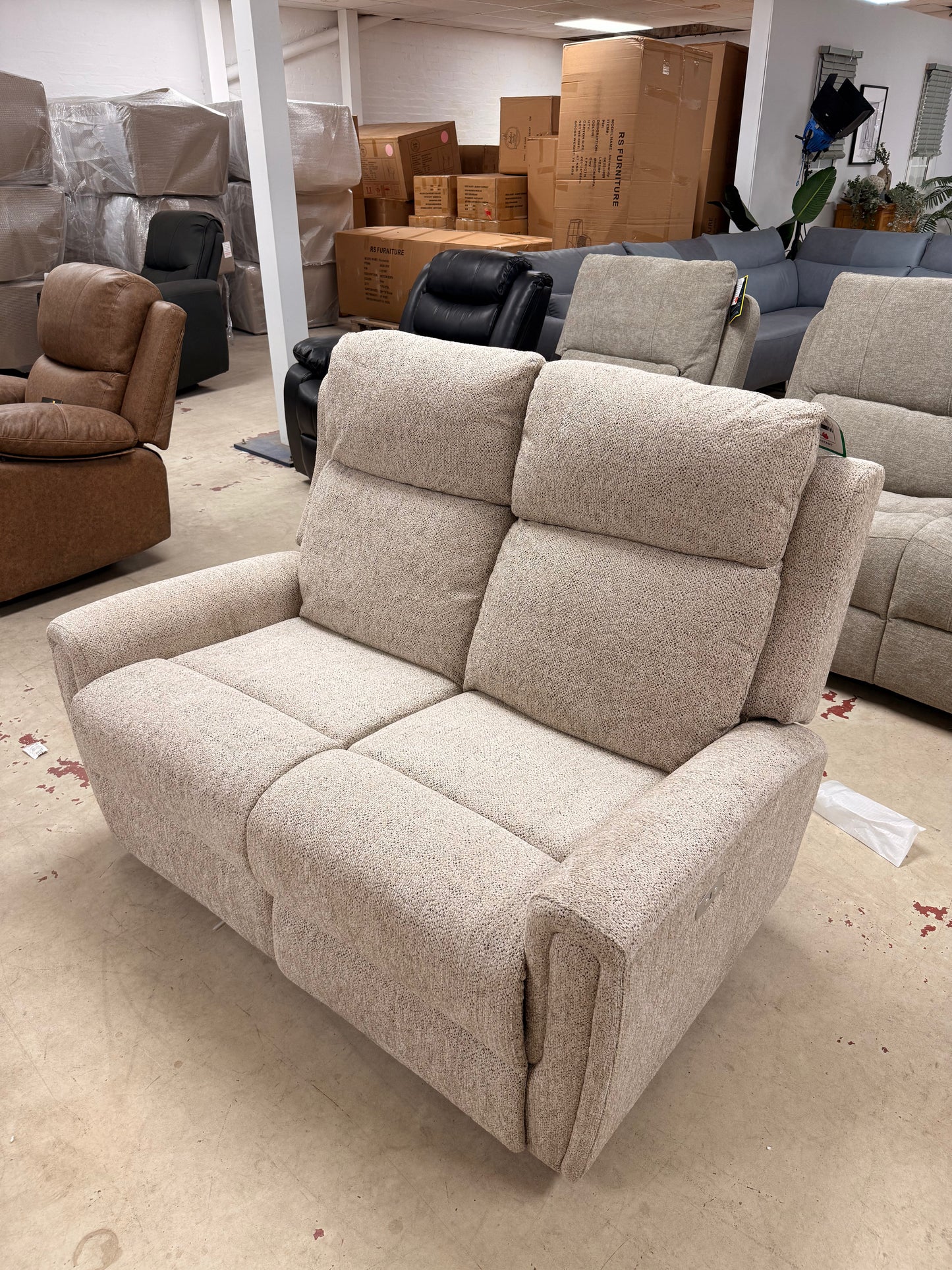 Mayfair Fabric Sofa (2-seater, 3-seater or chair) - Power Recliner or Fixed (Grey Ash or Beige)