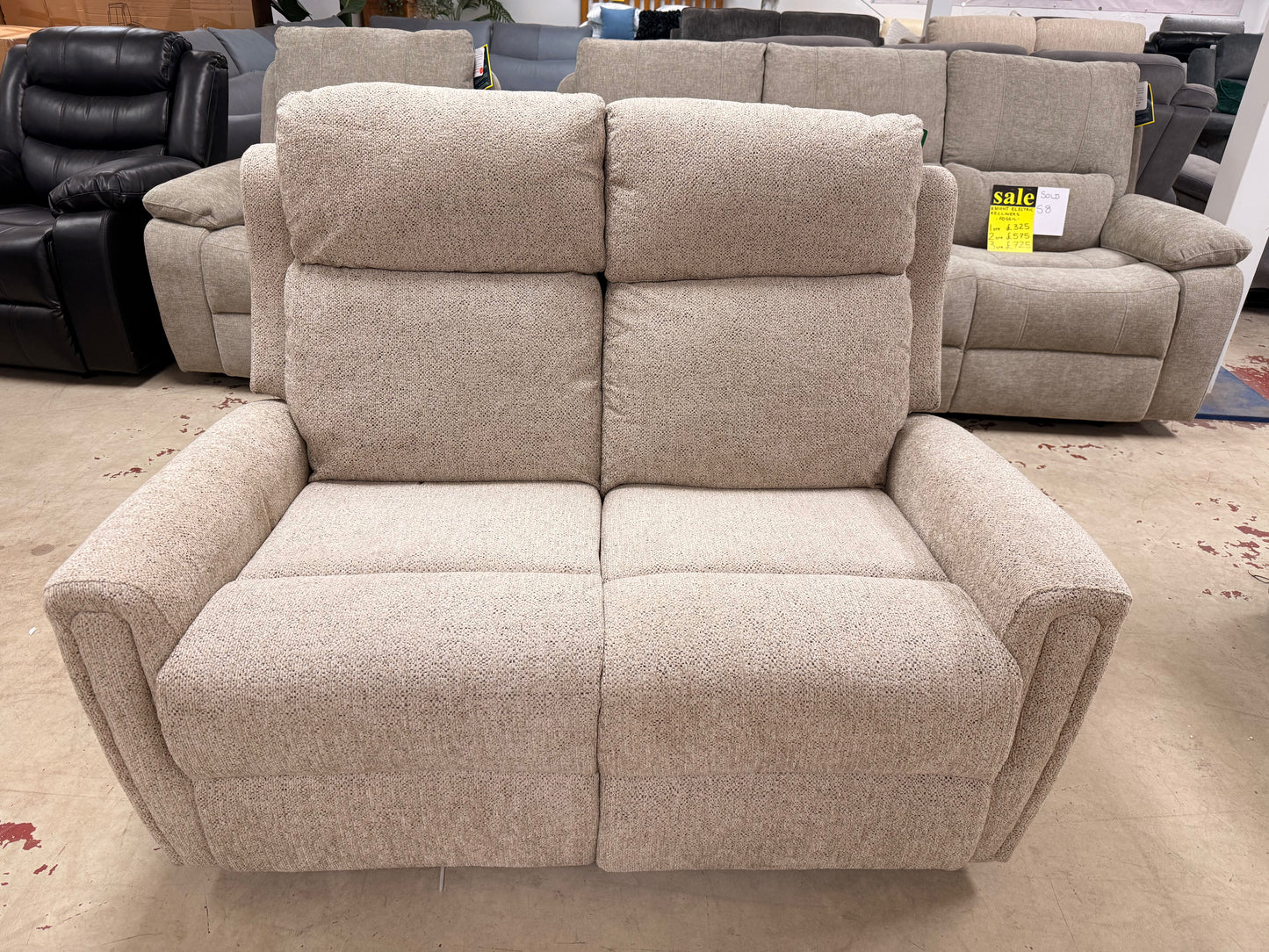 Mayfair Fabric Sofa (2-seater, 3-seater or chair) - Power Recliner or Fixed (Grey Ash or Beige)