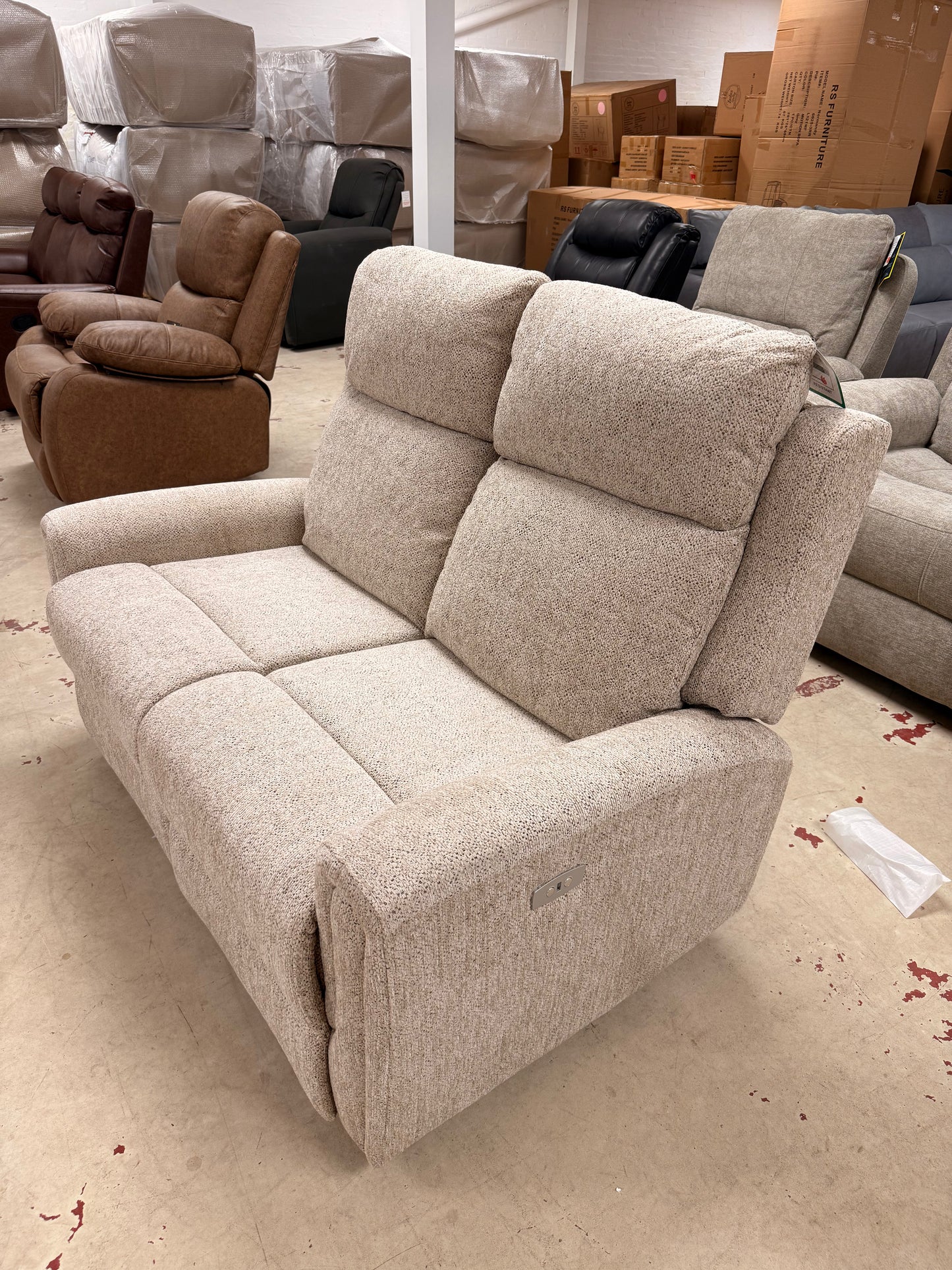 Mayfair Fabric Sofa (2-seater, 3-seater or chair) - Power Recliner or Fixed (Grey Ash or Beige)