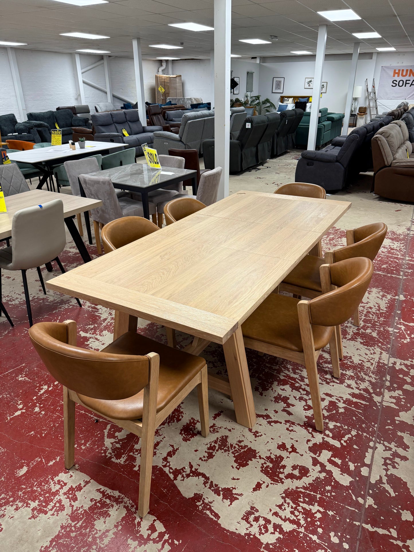 Albany Oak Dining Set: Extendable Table + 6 Chairs