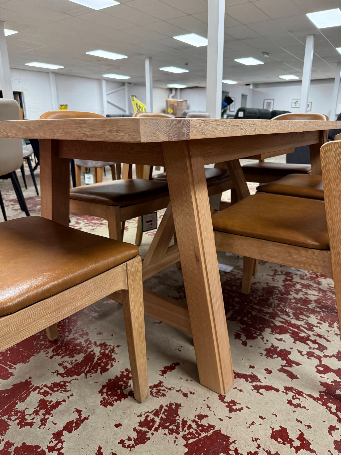 Albany Oak Dining Set: Extendable Table + 6 Chairs