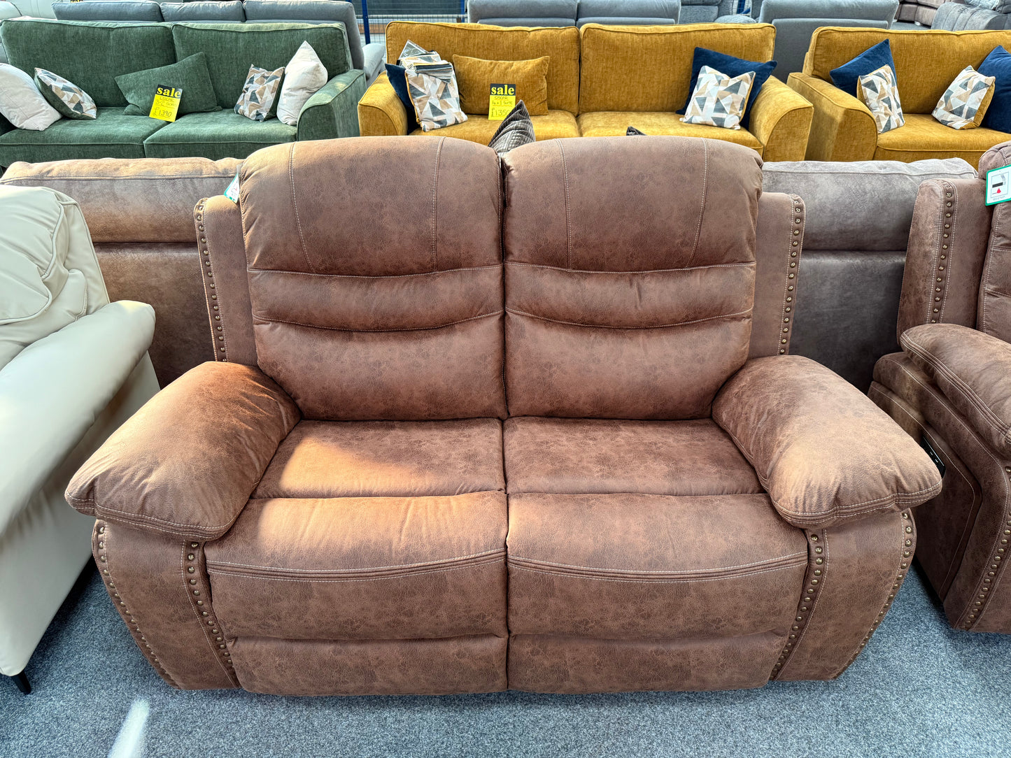 Brown Stud Power Recliner Sofas (Multiple Options)